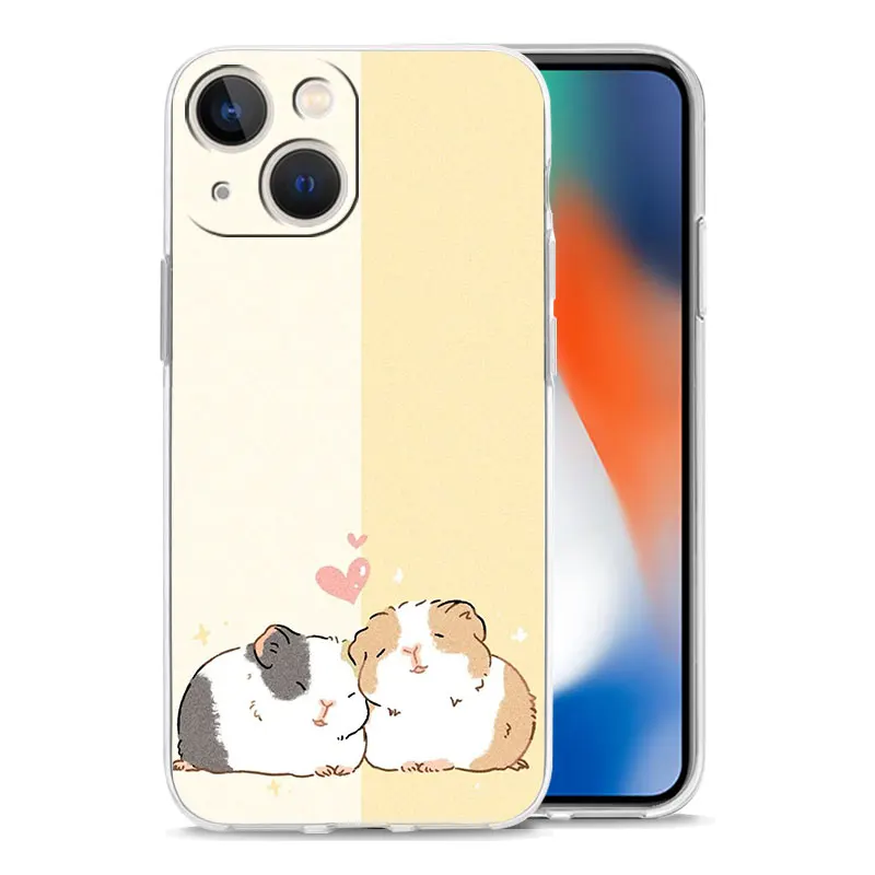 아이폰 16 케이스, 아이폰 15 12 13 14 16 Pro Max X XR XS Max 15 Plus 아이폰11 커버, 귀여운 기니피그/카비 동물 디자인 폰 케이스