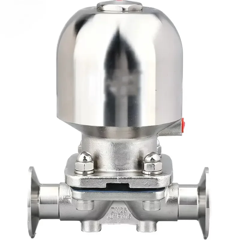 DN50 Chemical Flow PTFE Gasket Stainless Steel 316L Sterile Pneumatic Sanitary Tri Clamp Diaphragm Valve