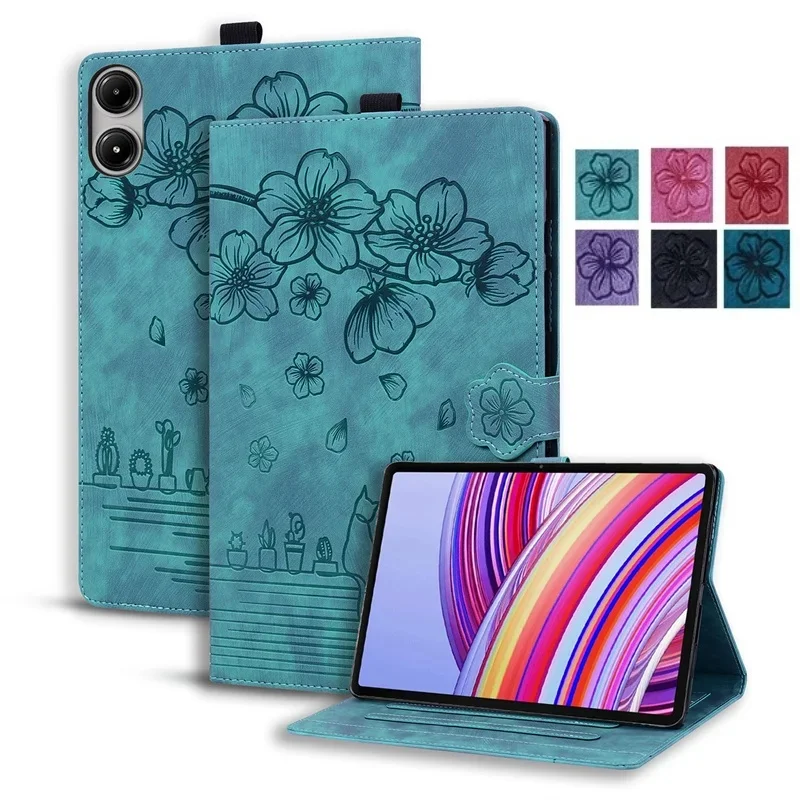 

Чехол для Redmi Pad Pro 12,1 дюйма 2024, чехол с милым котом и цветочным тиснением, магнитный корпус из ТПУ, задняя часть для Redmi Pad Pro Poco Pad 12 1 2024