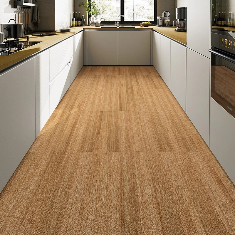 

Kitchen Floor Mat Imitation Wood Grain PVC Leather Carpet Non-slip Oil-proof Easy To Clean Rug Can Be Freely Cut Large Area Mats