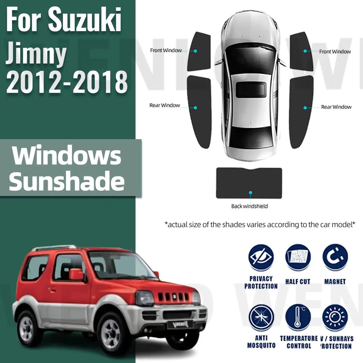 For Suzuki Jimny 2012-2018 Magnetic Car Sunshade Shield Front Windshield Frame Curtain Net Baby Rear Side Window Sun Shade Visor