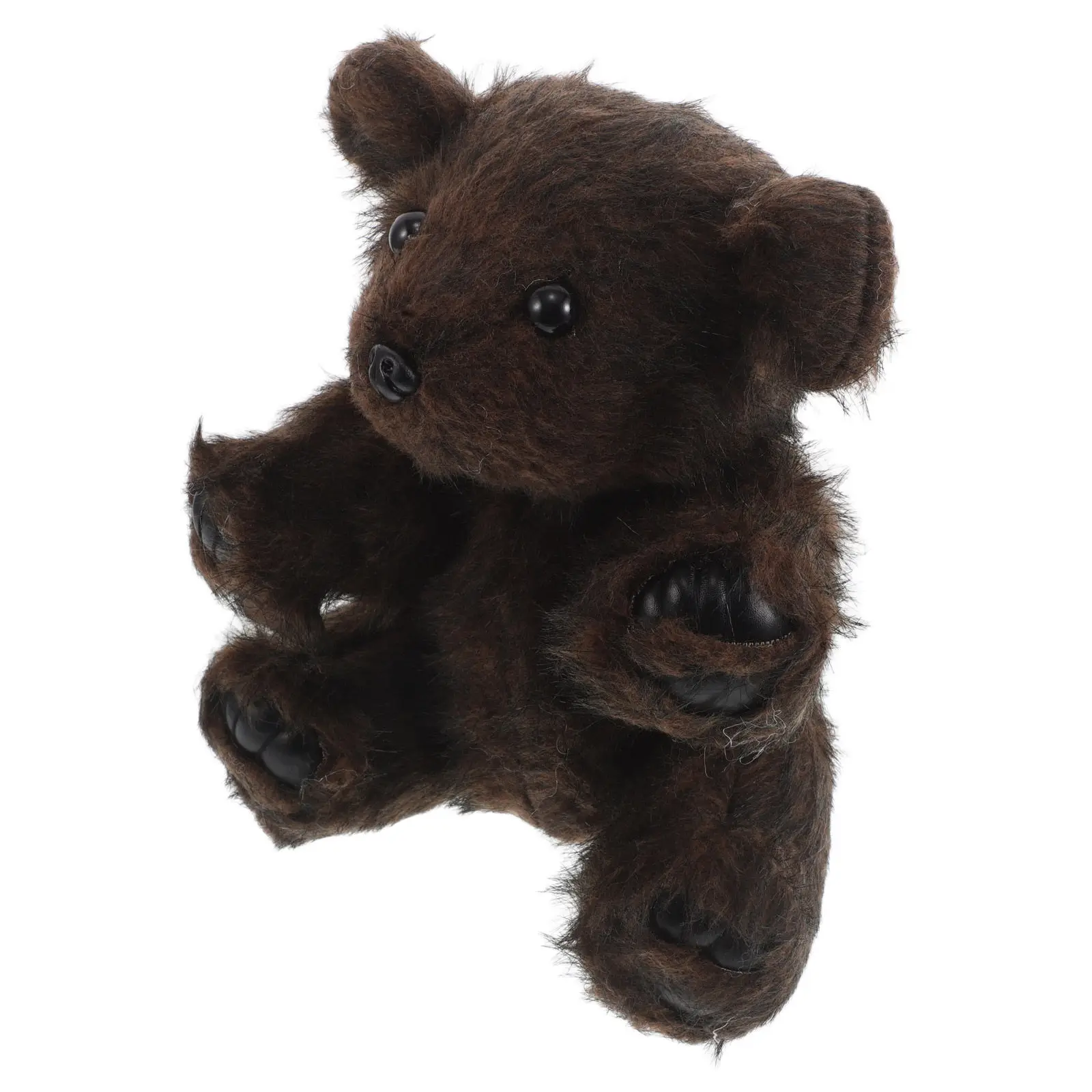 

Brown Bear Stuffed Animal Adjustable Limbs Soft Cuddly Texture Adorable Raccoon-Like Appearance Creative Companion for Children