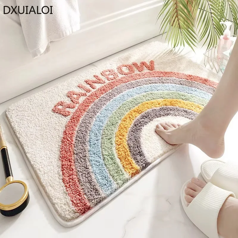 Home decoration simple thick bathroom absorbent floor mat carpet door home flocking non-slip mat bedroom floor mat 1pc