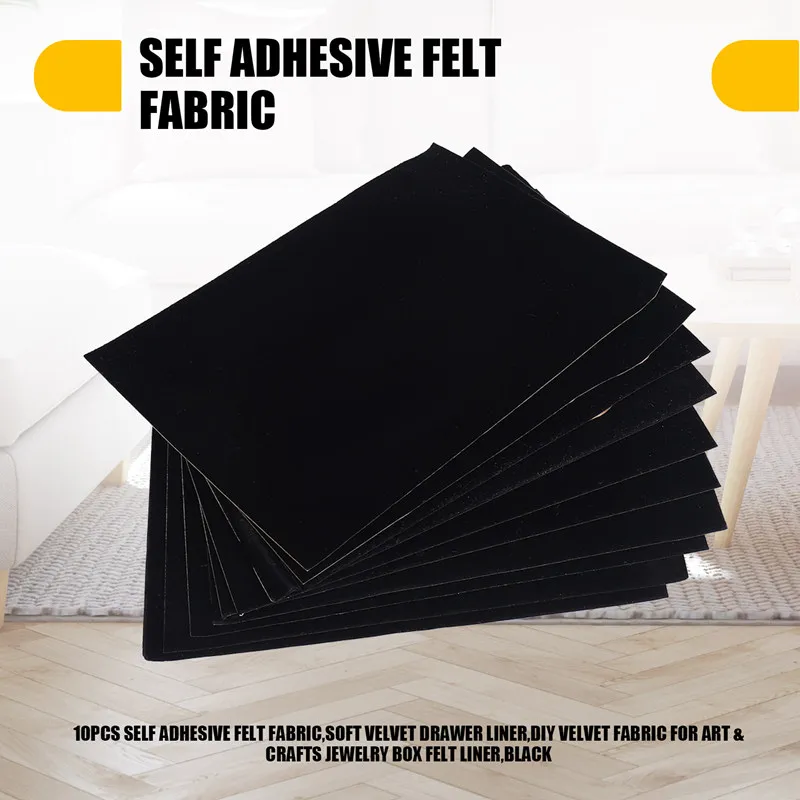 KEKA 10 Uds tela de fieltro autoadhesiva, revestimiento de cajón de terciopelo suave, tela de terciopelo DIY para arte y manualidades joyero forro de fieltro