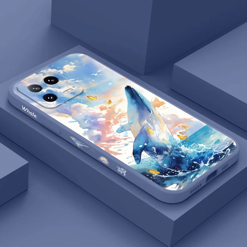 เคสโทรศัพท์ลายปลาวาฬหลากสีสำหรับ Xiaomi Mi Mi 14 13 13T 12 12X 12T 12S 11 11T 10 10T 9 9T PRO Lite เคสซิลิโคนเหลว