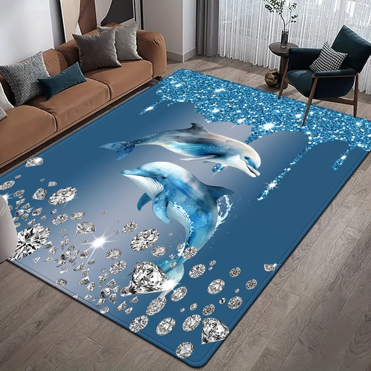 

1PC Dolphin Pattern Kitchen Rugs Non-Slip Home Door Mats Pop design Bathroom Rugs Bath Mat Carpet for Home Sink Laundry Decor