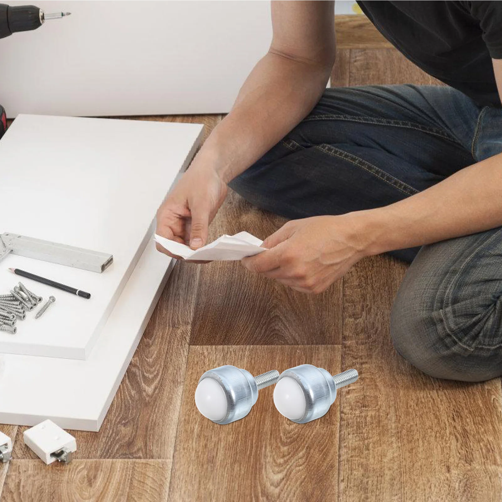 

6Pcs Mini Ball Bearing Caster Wheels with Threaded Stem for Easy Installation Universal Swivel Furniture