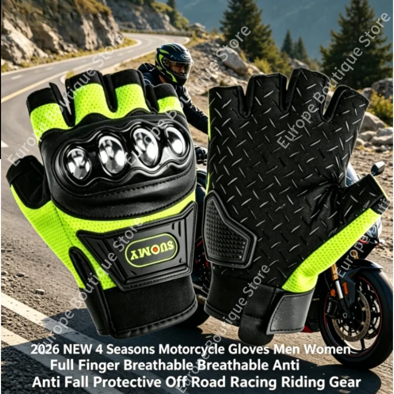 

2026 NEW 4 Seasons Motorcycle Gloves Men Women Full Finger Breathable Anti Fall Protective Off Road Racing Riding Protective Gea