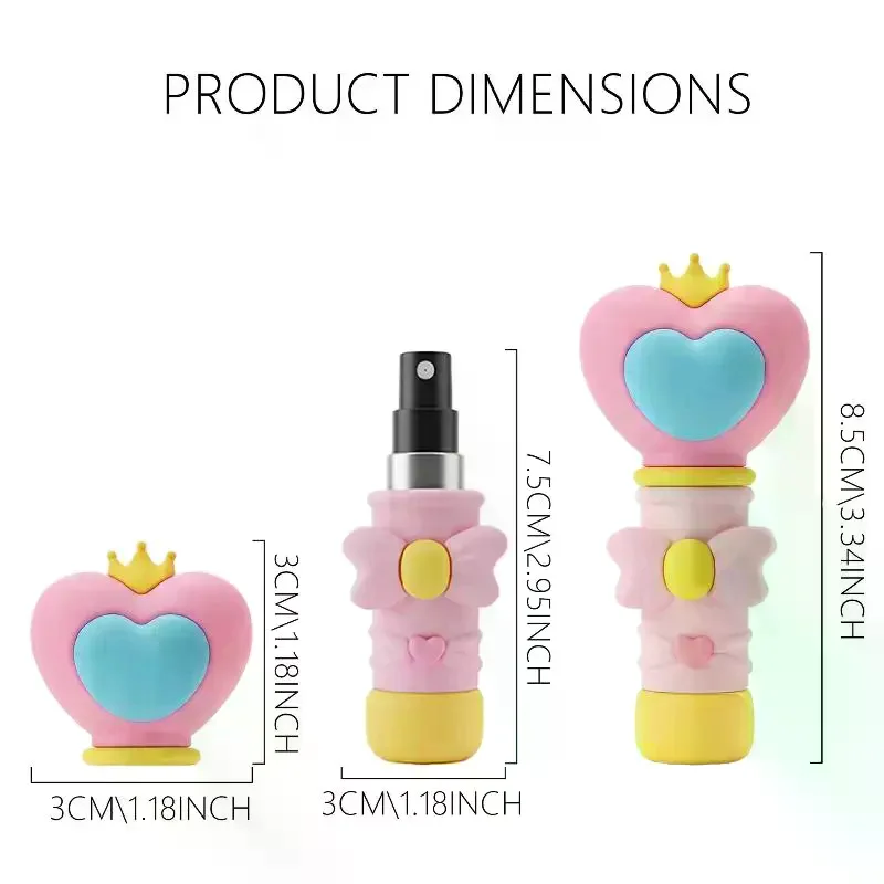 Portable Perfume Atomizer Bottle 5ml Refillable Heart Shaped Spray Mini Magic Wand for Travel Outdoors Office and Gifting