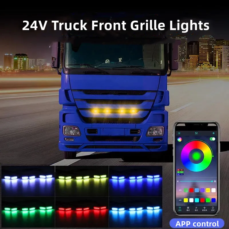 24V RGB Truck Front Grille lights for 1/14 Tamiya RC Truck Car SCANIA R730 R470 R620 VOLVO FH12 FH16 Refit DIY