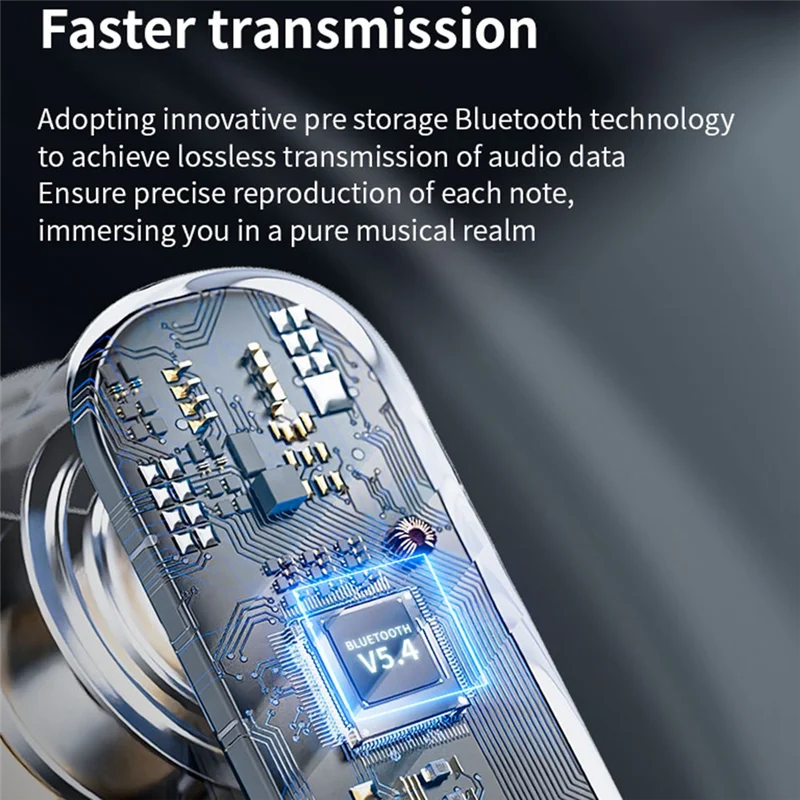 Excellent-Bluetooth V5.4 Earphone Noise Cancellation Color Screen Touch High Sound Quality Binaural ANC+ENC Bluetooth Earphone
