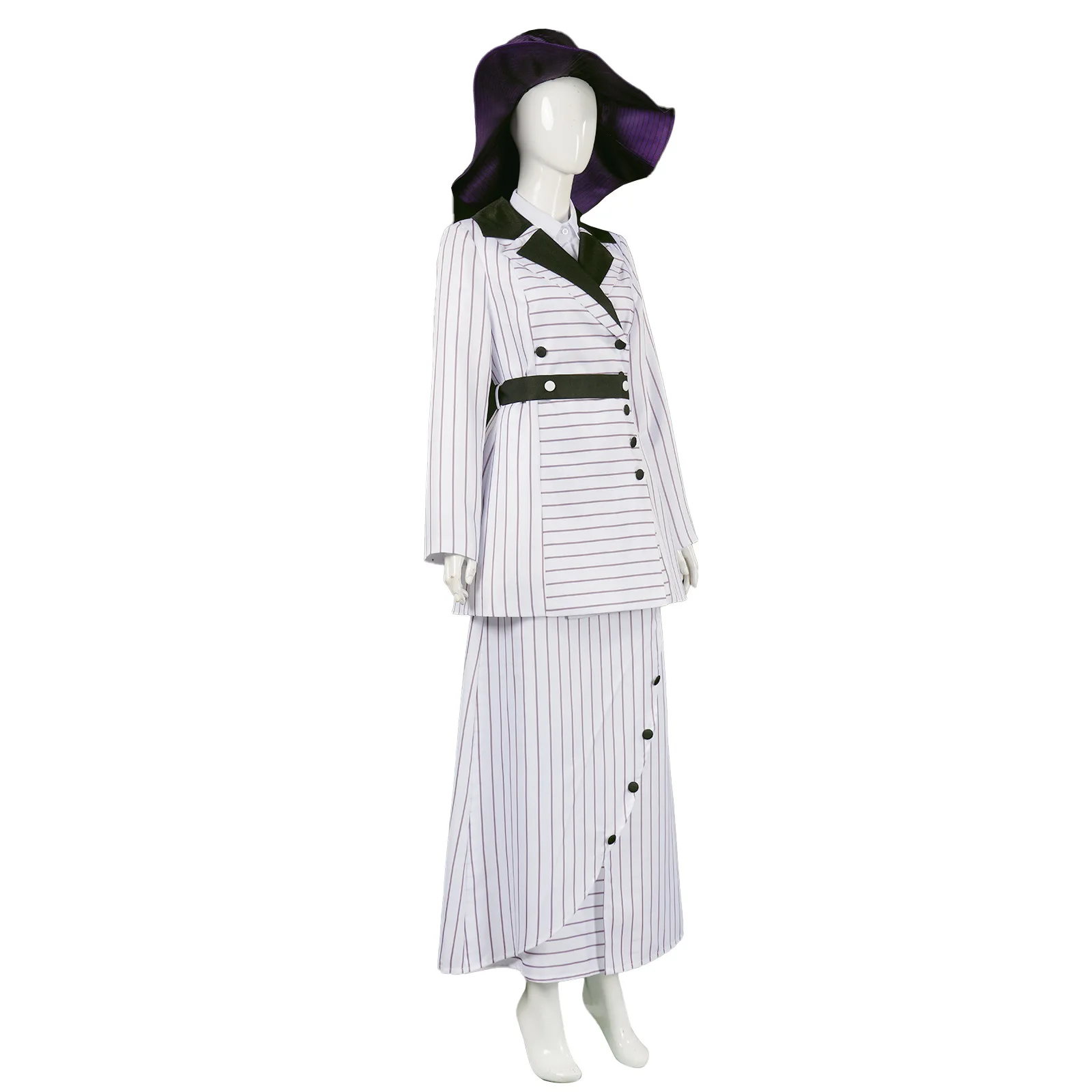 Movie Titanic Rose Cosplay Dress Women Edwardian Period White Stripe Costume Coat For Halloween Movie Titanic Rose Cosplay Dress Women Edwardian Period White Stripe Costume Coat For Halloween