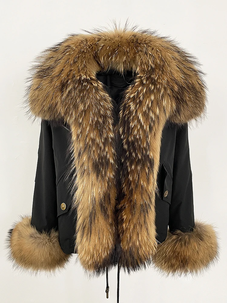 

2025 Fashion Warm White Duck Down Real Fur Top Clothes Female Big Natural Fox Fur Collar Coat New Autumn Winter Jacket Women