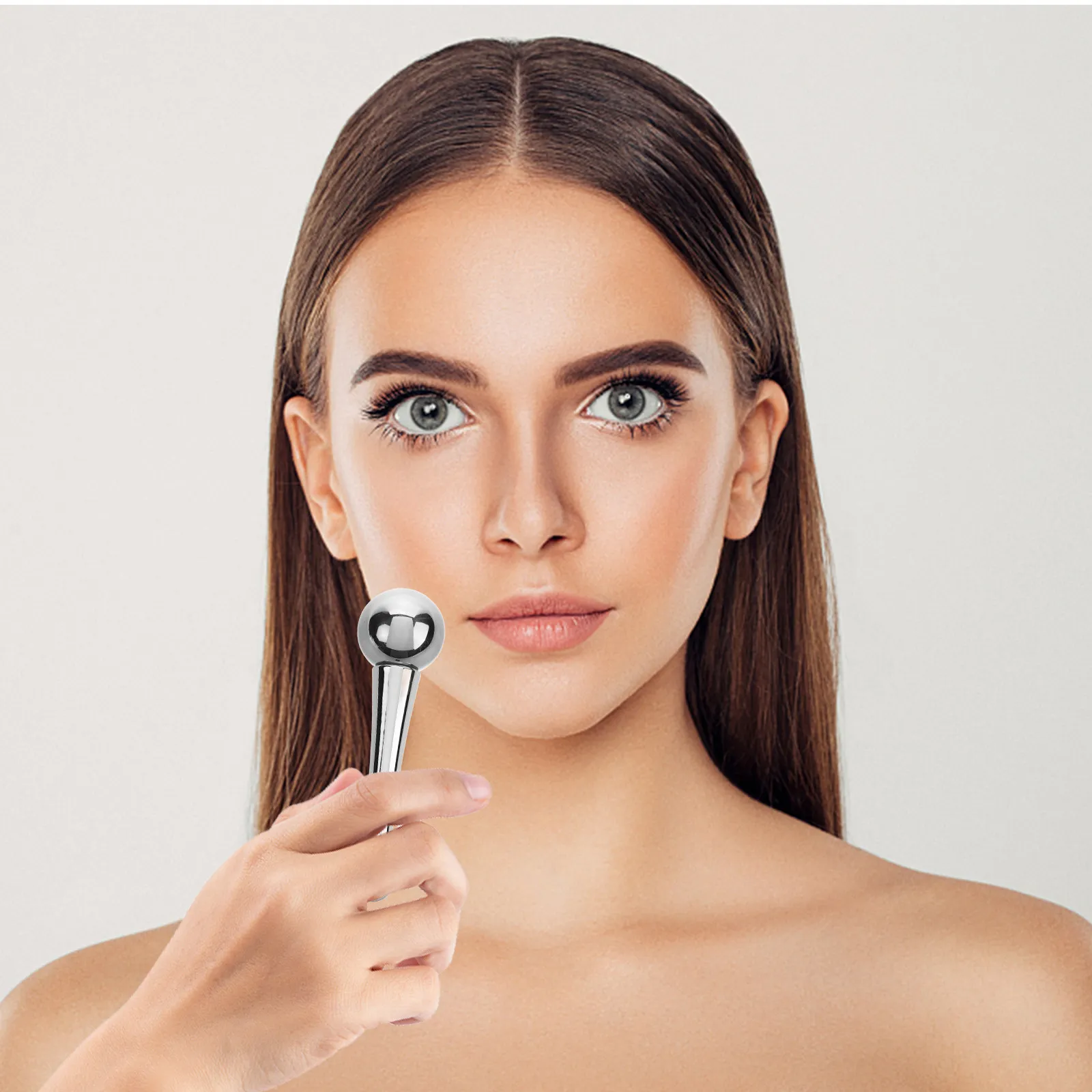 Rolo Facial de Gelo em Aço Inoxidável, Massageador Facial Rotativo em Formato de Globo, Ferramenta de Resfriamento para Cuidados com a Pele do Rosto e Olhos, Reduz Inchaço