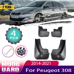 Car Mud Flaps for Peugeot 308 Mk2 Accessories 2021~2014 2020 Hatch Hatchback Mudguard Mud Guard Fender Mudflaps Auto Accessories