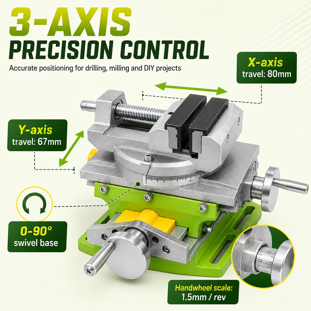 SIHAO 3-AXIS Aluminium Alloy Compound Worktable 2 in 1 Milling Drilling Vise Precision 0-90° Swivel Base Table
