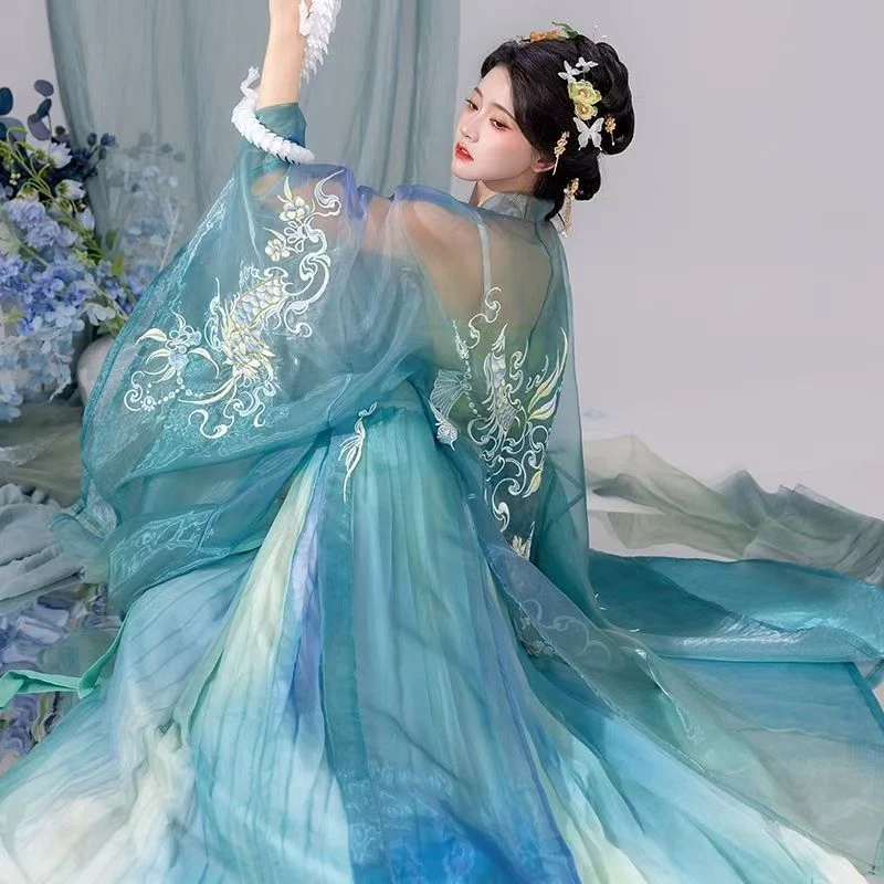 2025 Hanfu Dress Women Chinese Traditional Embroidery Hanfu Female Carnival Fairy Cosplay Costume Hanfu Orange Dress Plus Size