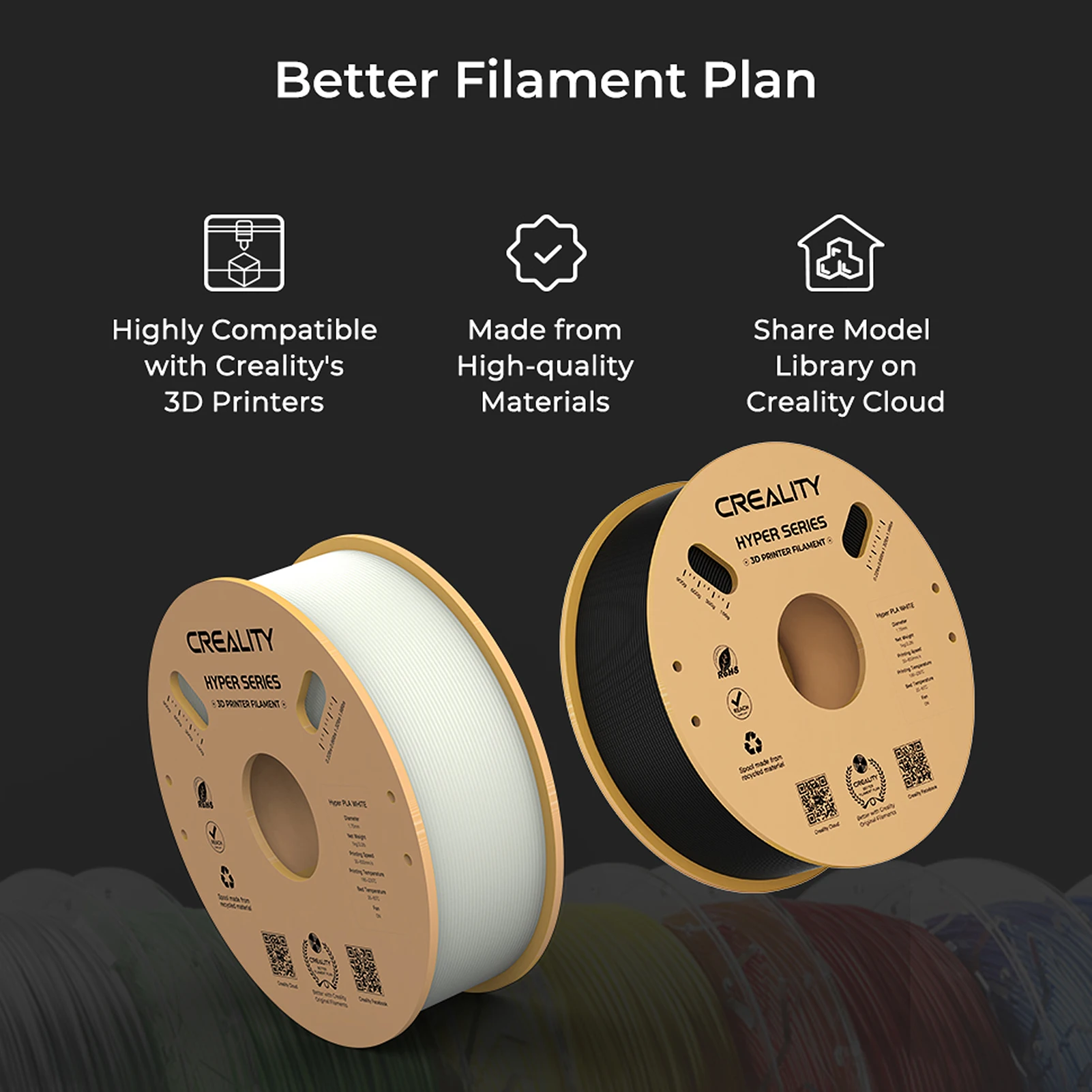خيوط Creality Hyper PLA 1.75 مم عالية السوائل عالية السرعة مادة طباعة ثلاثية الأبعاد بكرة بثق ثابتة الأبعاد 1 كجم