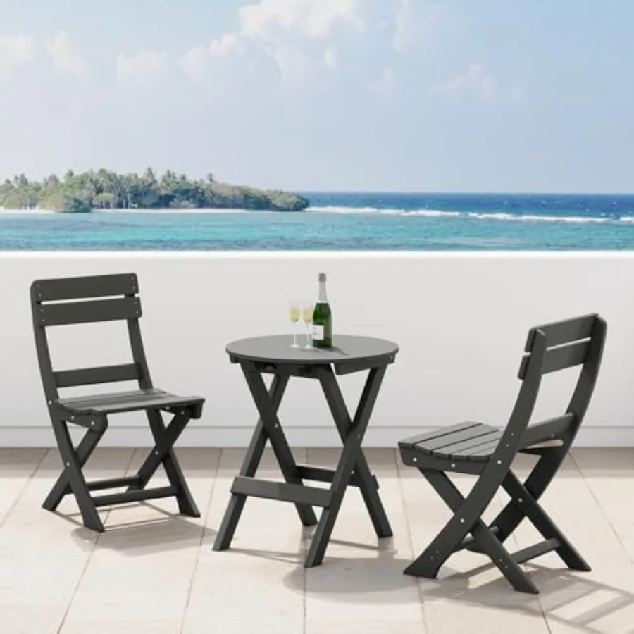 

Outdoor bistro table and chairs set of 2, round portable folding bar height barstool set of 3, tall balcony pub high top table