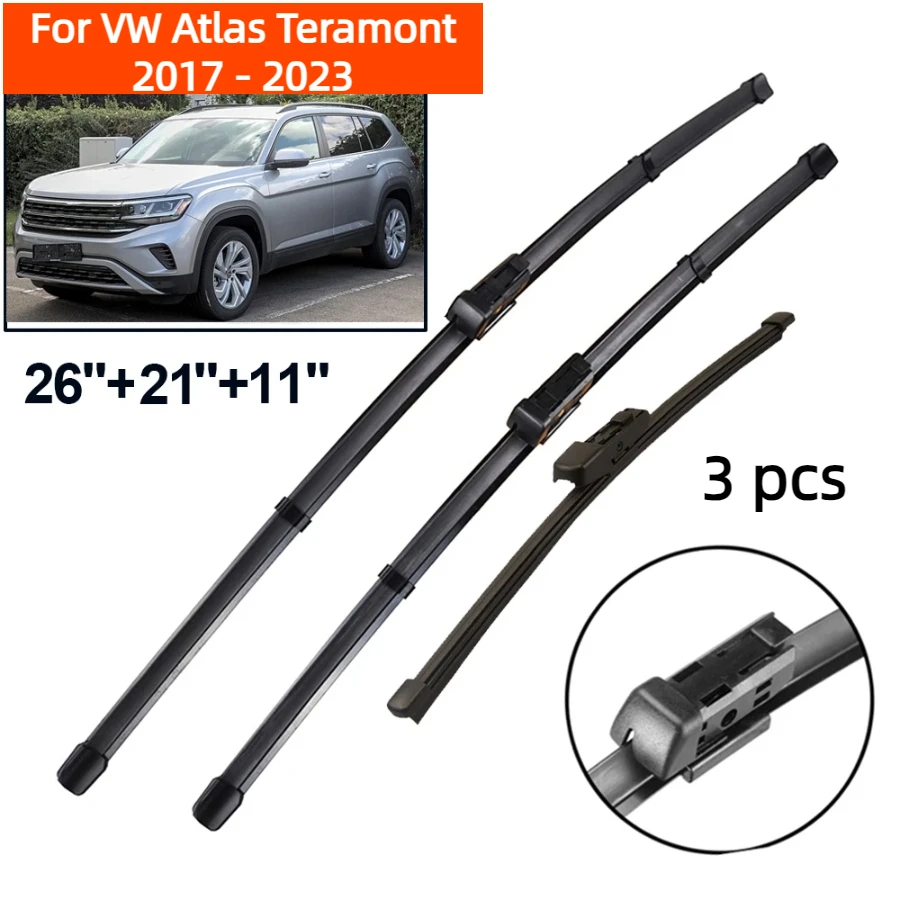 ZHANGU Wiper Front & Rear Wiper Blades Set For VW Atlas Teramont 2017 - 2023 Windshield Windscreen Window Brushes 26