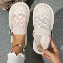 Women Sneakers 2024 Summer Fashion Casual Women Flat Shoes Buckle Latch Mesh Breathable Comfort Tennis Women Covered Toe Shoes