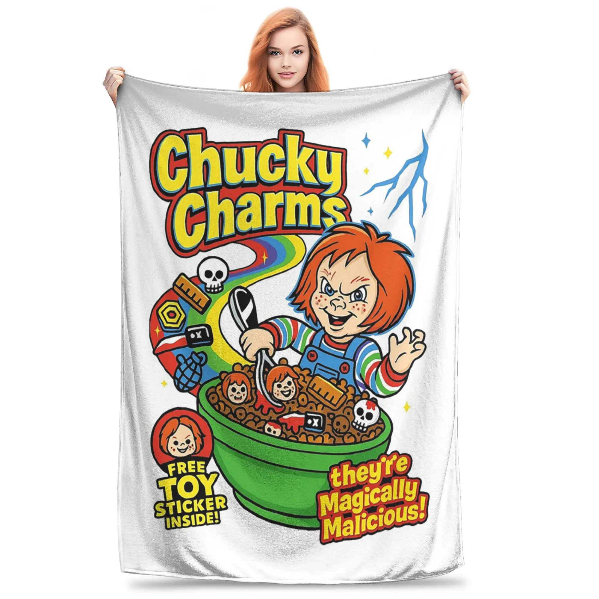 

Chucky Charms Halloween Blankets Warm Flannel Sofa Throw Blanket for Home Bedroom Travel Throws Bedspread Quilt