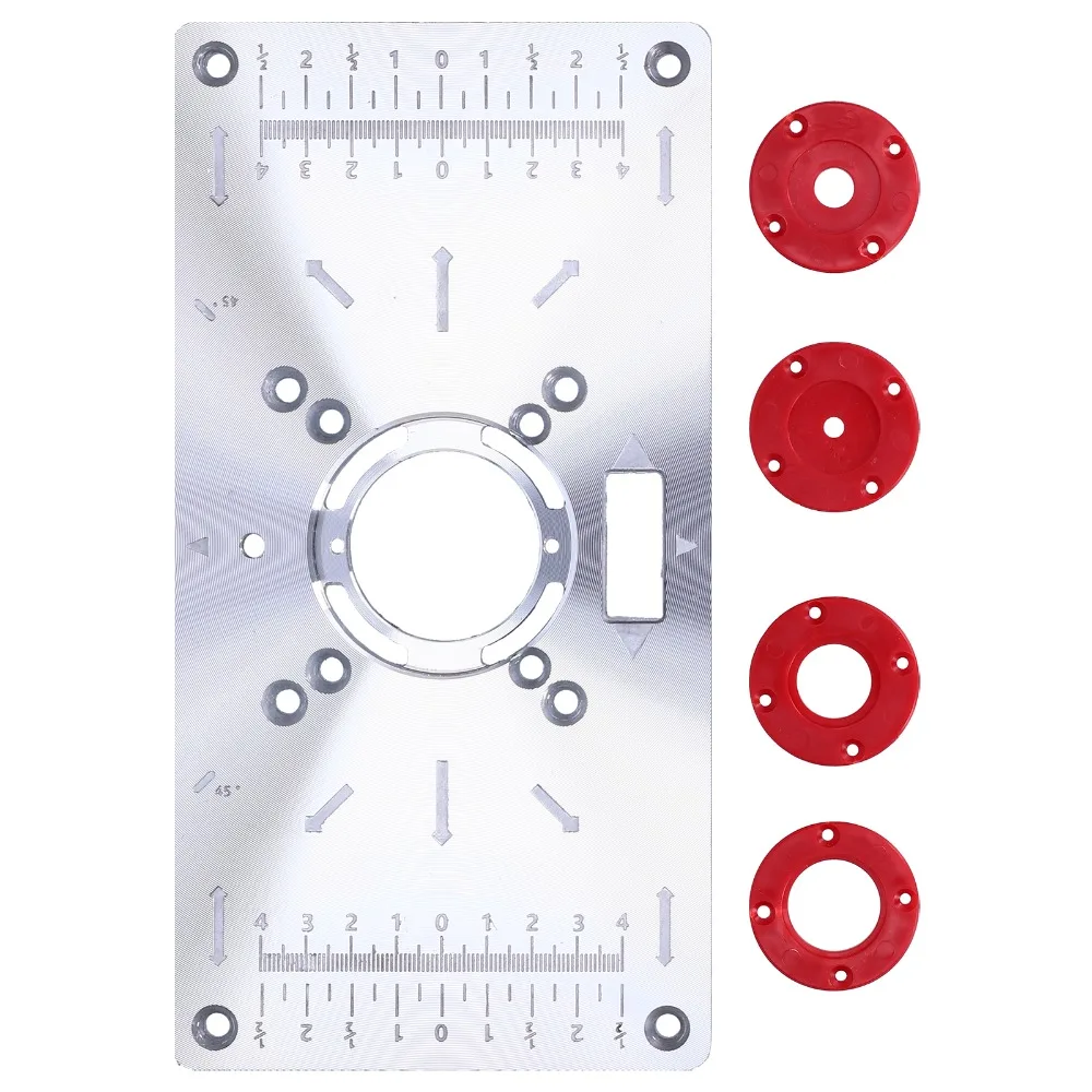 Precision Aluminum Router Table Insert Scale Markings 4 Rings Plate Precision Mounting Board Centering Hole Countersunk Holes