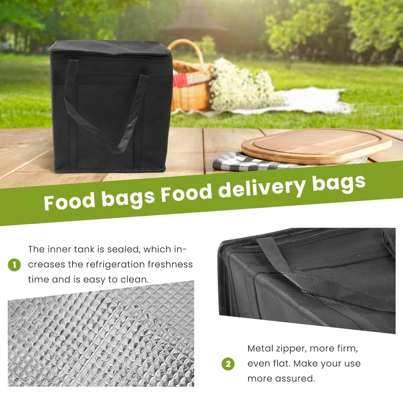 SANQ 2 Pack Insulated Reusable Grocery Bag Food Delivery Bag With Dual Zipper