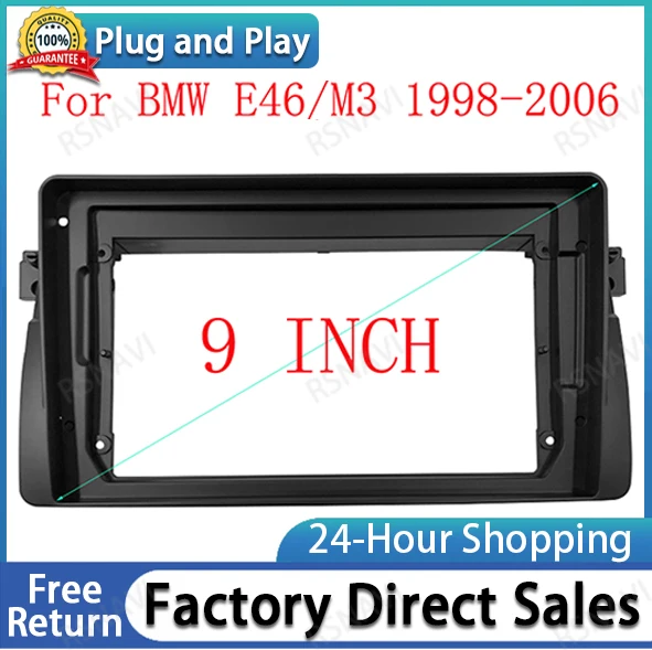 Car GPS Navigation Stereo For BMW E46/M3 1998-2006 Radio Fascias Panel Frame Fit 2Din 9  inch In Dash headunit screen