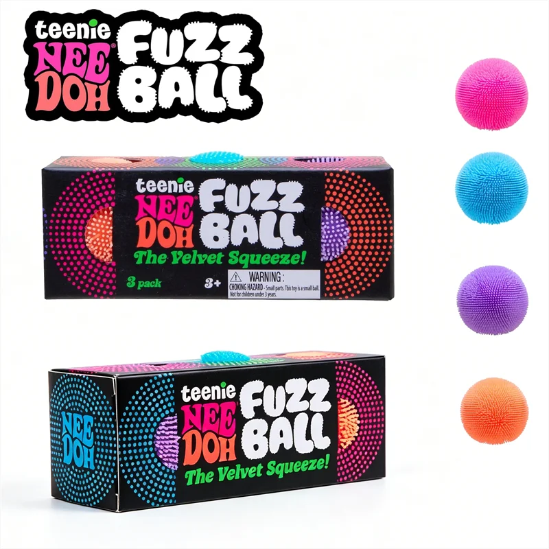 Needoh Mini Paquete de 3 Bolas Sensoriales Antiestrés Fuzz Ball Teenie Squishy The Groovy Glob, Juguetes Sensoriales Suaves No Tóxicos para Aliviar el Estrés y el TDAH, Regalo