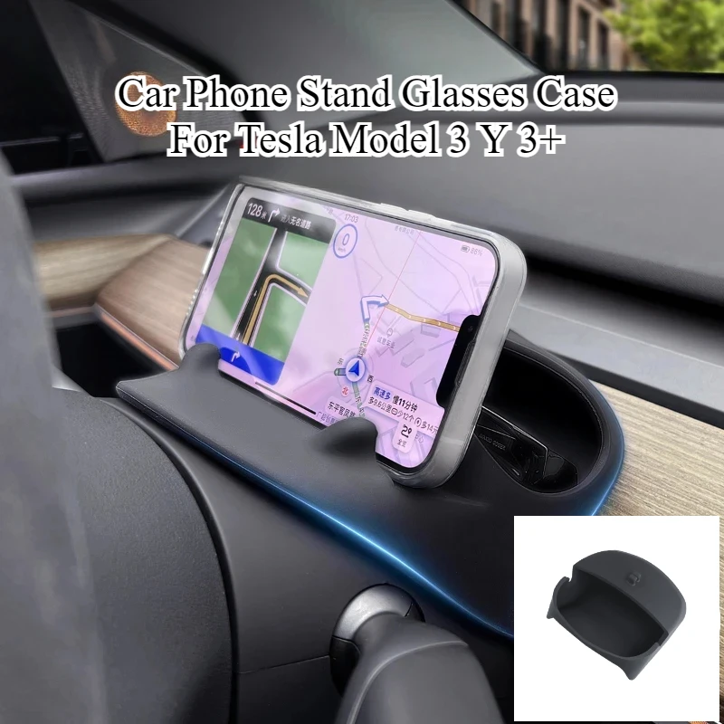 Steering Wheel Front Phone Holder for Tesla Model 3/Y/3+ Phone Navigation Bracket Silicone Glasses Case Storage Box Accessories