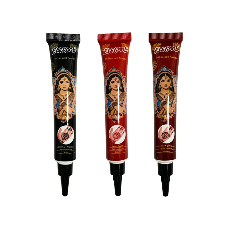 Natural Indian Henna Tattoo Paste for Temporary Tattoo Body Paint Art Cream Cone DIY Paint Tattoo Ink Black Brown Red