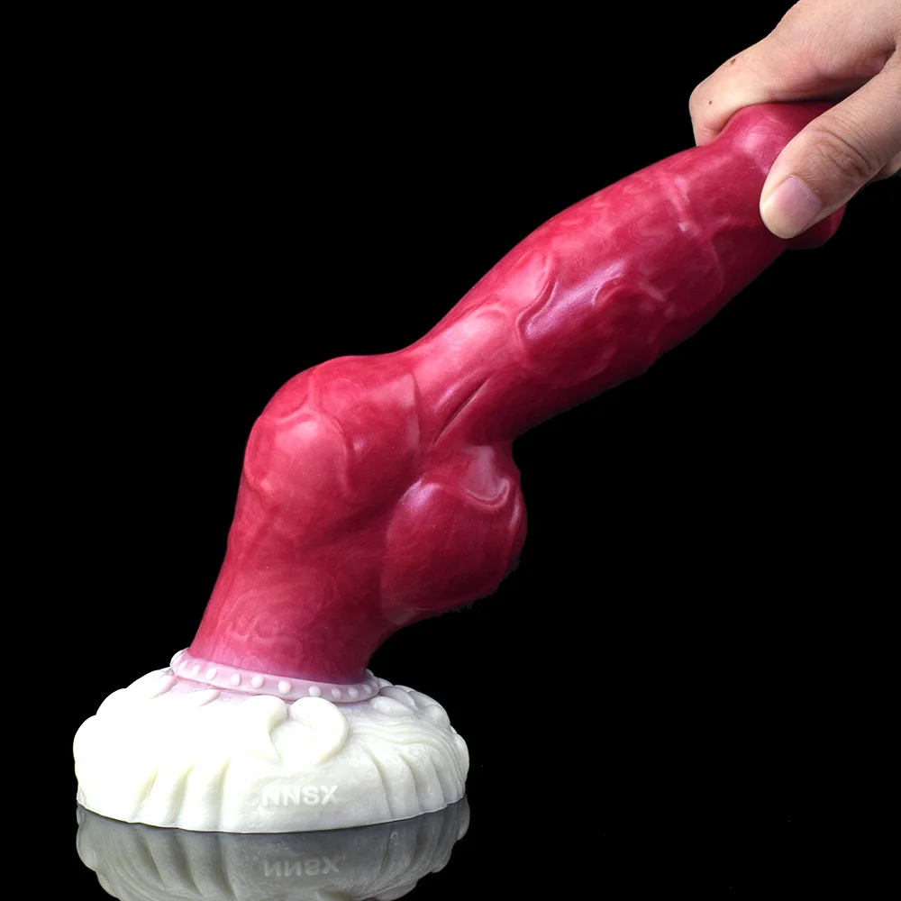 NNSX Large Knot Dog Dildos With Suction Cup Bloody Animal Penis Plug For Advanced Player Fantasy Anal Sex Toys Erotic Products