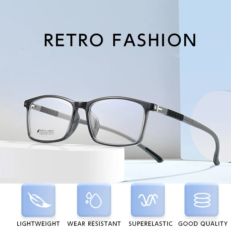 HONGMEI Ultralight Fashion Flexible TR90 Frame Simple Square Frame Optical Customizable Prescription Anti-Blue Light Glasses