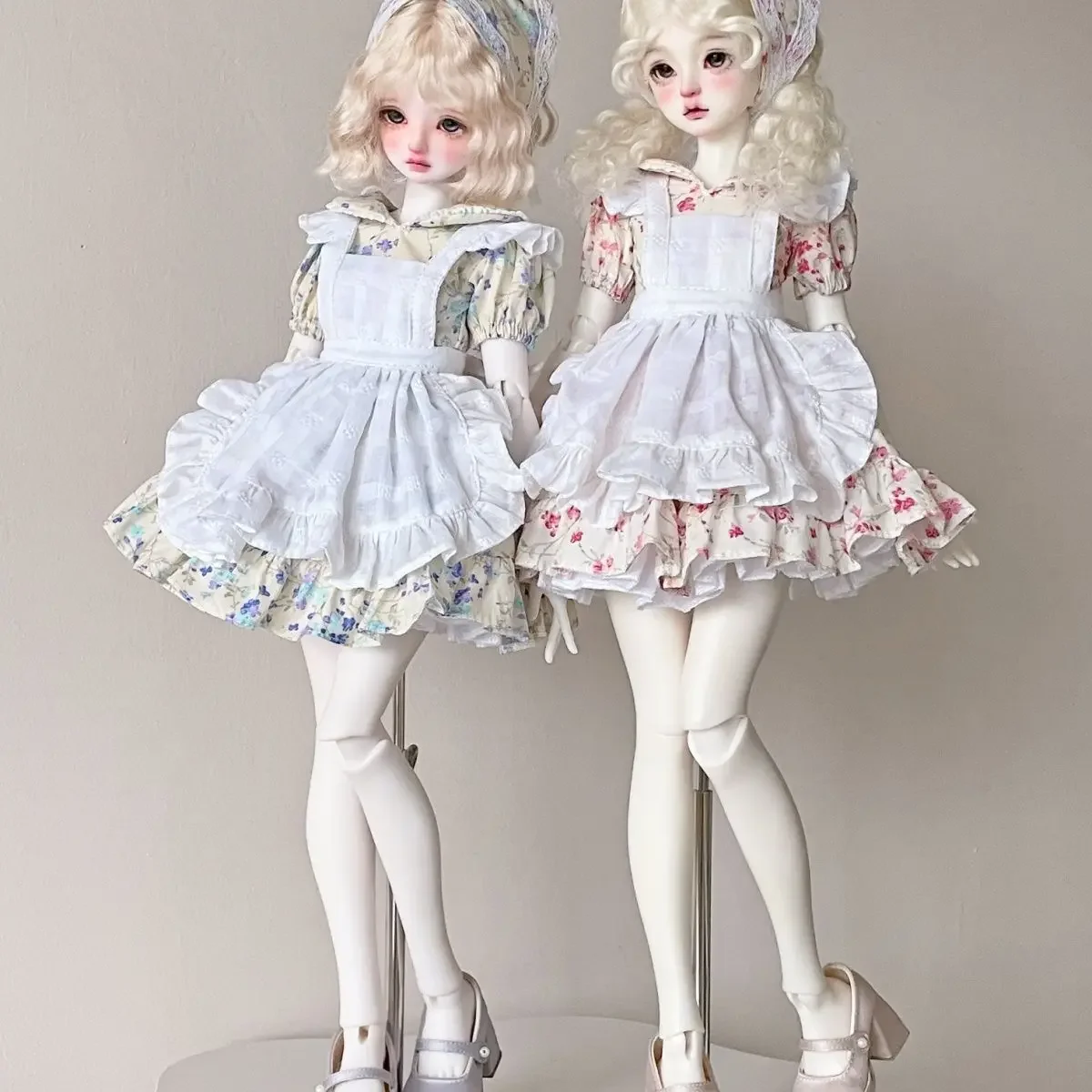 （Customize 30 Days）1/4 Doll's Clothes Suit for 45cm Bjd Doll (bust 19cm) Skirt+apron+skirt Support+headscarf  Doll Accessories