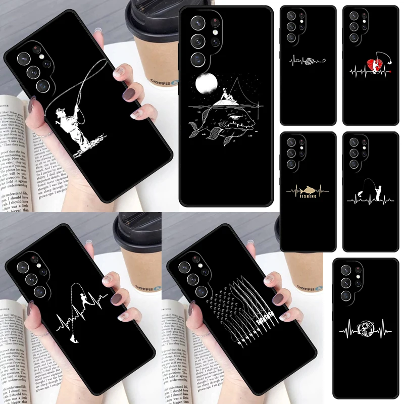 Fishing Heartbeat Cover For Samsung Galaxy S23 Ultra S22 S20 S21 FE S8 S9 S10 Plus Note 10 20 Ultra phone Case