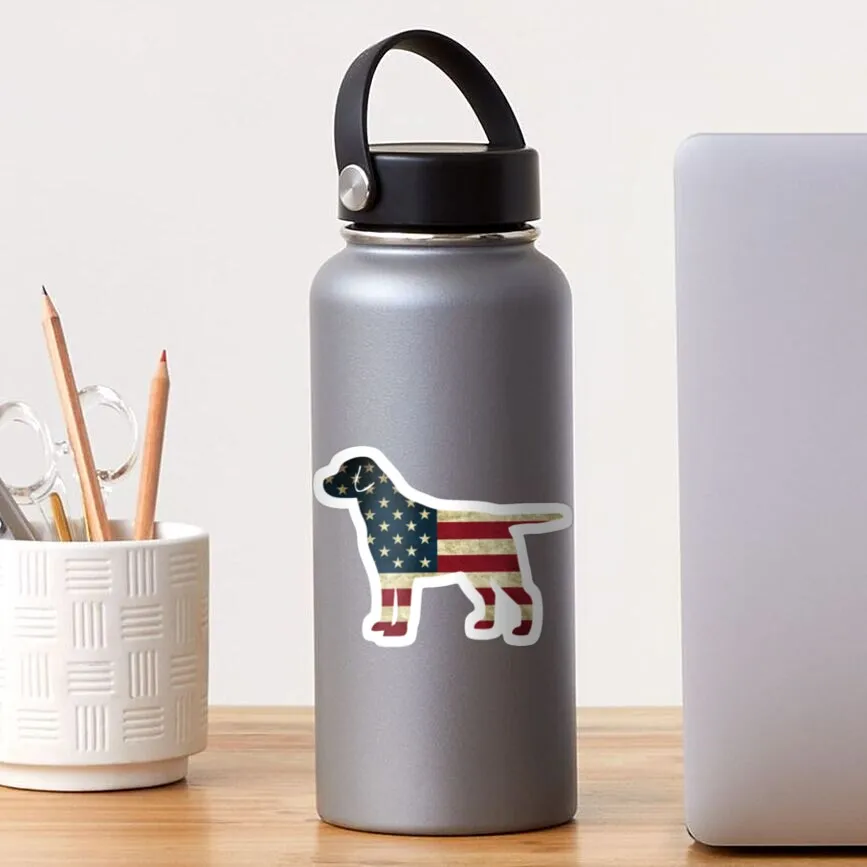 American Dog  5PCS Stickers for Cute Background Room Cartoon Water Bottles Print Bumper Home Art Window Stickers Laptop Car Wall