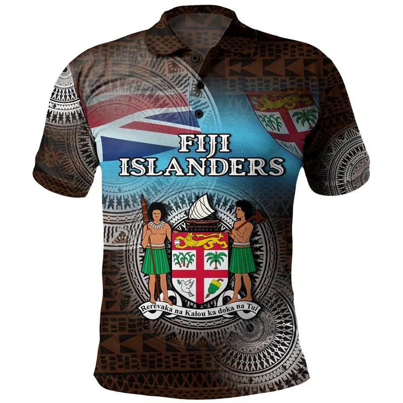 Fiji Polo Shirt In My Heart 2024 New Fiji Independence Tapa Patterns Sport Style Polo Men Women Street Harajuku Y2k Tops Clothes