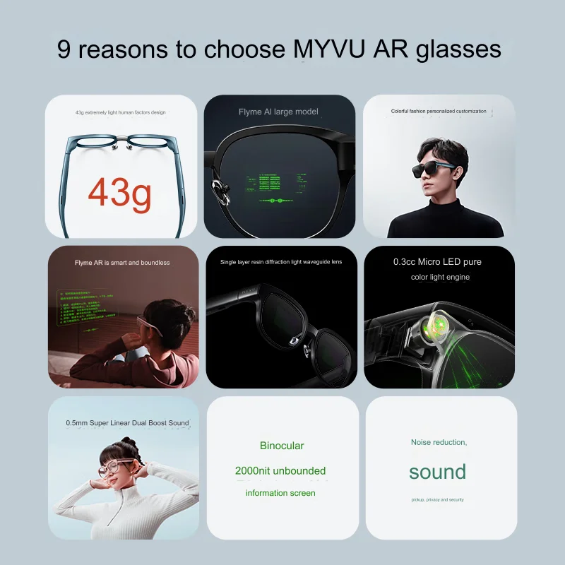 Meizu MYVU latest release, new AR glasses, 43g ultra-light, 2000nit ultra-bright