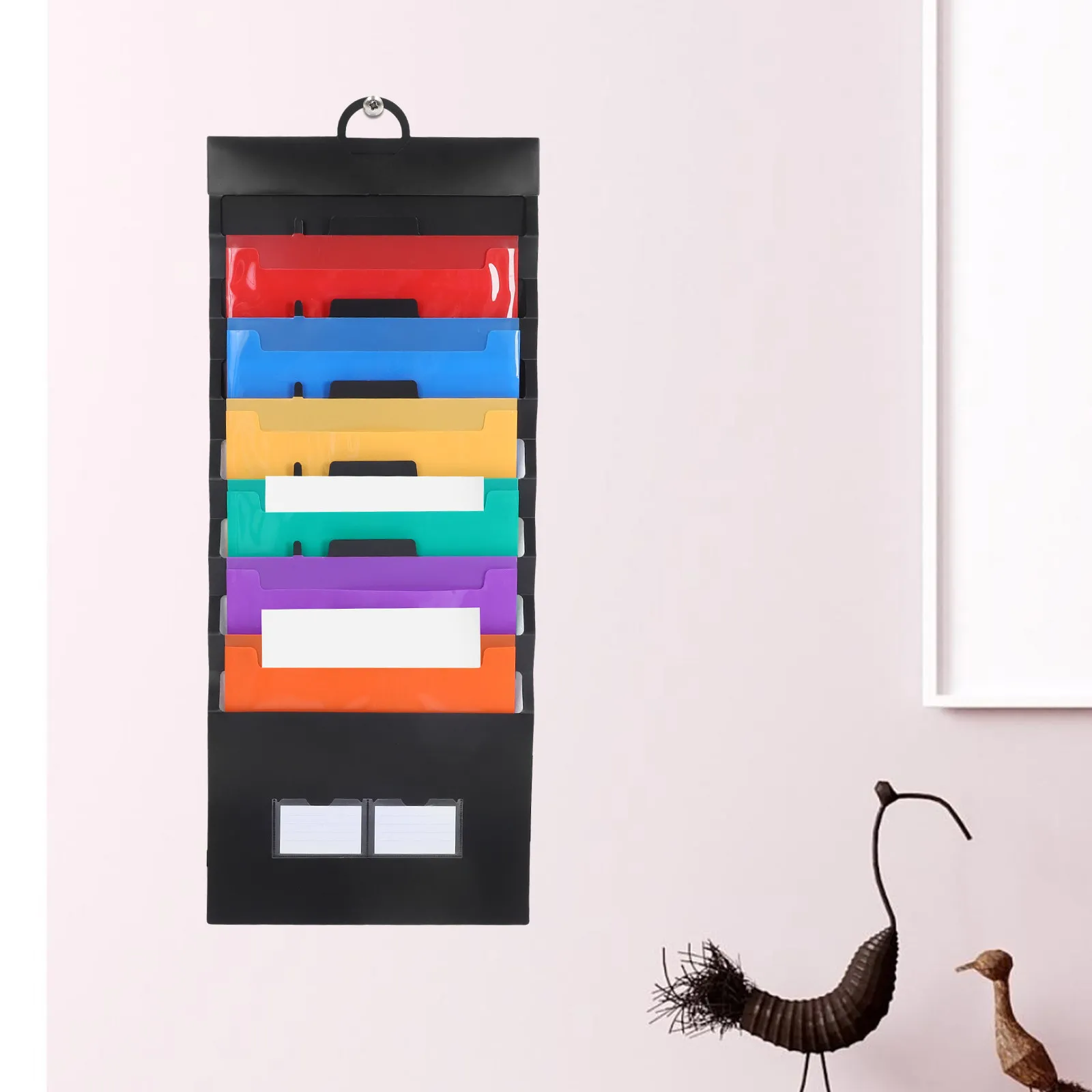 

Rainbow Accordion File Organizer Wall Mounted 6 Pocket Expandable Hanging Folder for Office Home Use Large Capacity Letter Size