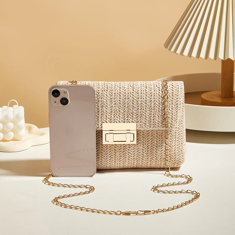Neue Mode Stroh Schulter Tasche Frauen Handgemachte Umhängetasche Hohe Kapazität Strand Tasche Gewebte Kupplung Handtasche – Detail 11