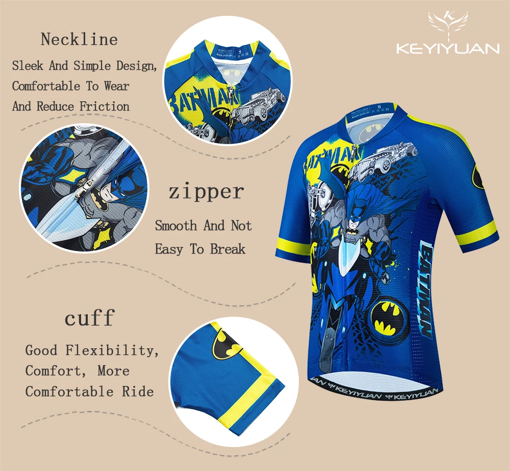 KEYIYUAN 2022 New Summer Bicycle Jersey Children Bike Wear Suit Kids Short Sleeve Cycling Clothing Set Sponge Gel Pant Pad