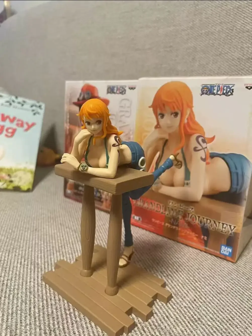 Bandai banpresto original genuíno anime uma peça grandline viagem 16cm nami posição propensa pvc figura de ação brinquedos modelo