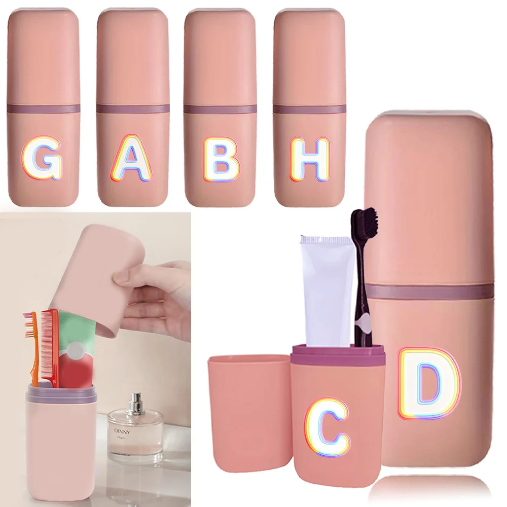 

1pc Toothbrush Box Organizer Dustproof Wash Cup Portable Toiletries Suitable for Business Outdoors Rainbow Flow Letter Pattern