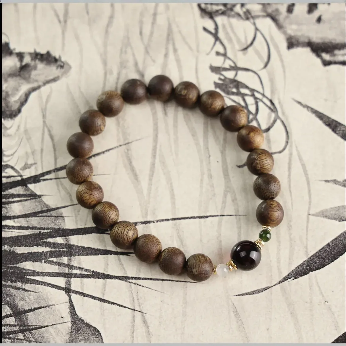 Single Loop Agarwood Bracelet with Southern Red Beads Sweet Floral Scent Unisex Jewelry Gifts