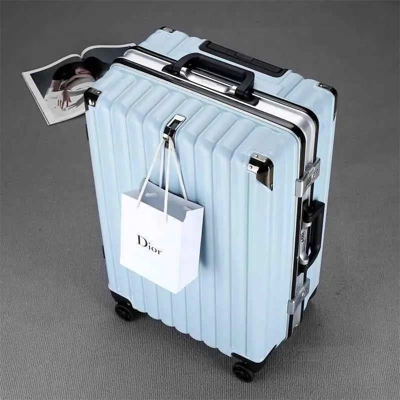 Korean Style Aluminum Frame Luggage Suitcase Large Capacity Password Lock Travel Bag for Men And Women Students Travel