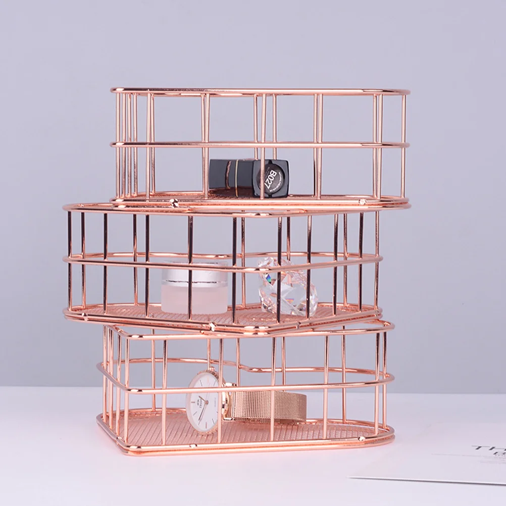 

Rose Gold Nordic Minimalist Storage Tray Heart Shaped Jewelry Organizer Wrought Iron Desktop Basket Jewelry Dish