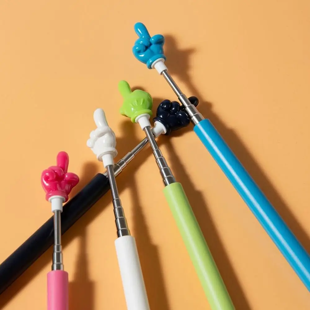 Pointeur d'enseignement en acier inoxydable, conception de doigt, bâton d'enseignement inscriptible, tige télescopique, bâtons de lecture de doigts