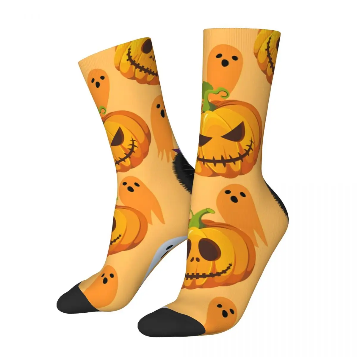 Calcetines con caras sonrientes y fantasmas de calabaza de Halloween para hombre, Retro, Harajuku, estilo callejero, novedad, calcetín sin costuras