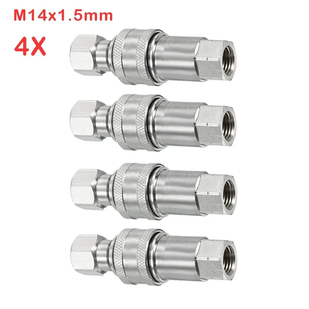 4Pcs M14x1.5mm Female Thread Hydraulic Quick Connect Coupler Carbon Steel Pipe Fitting For Construction Machinery Tools